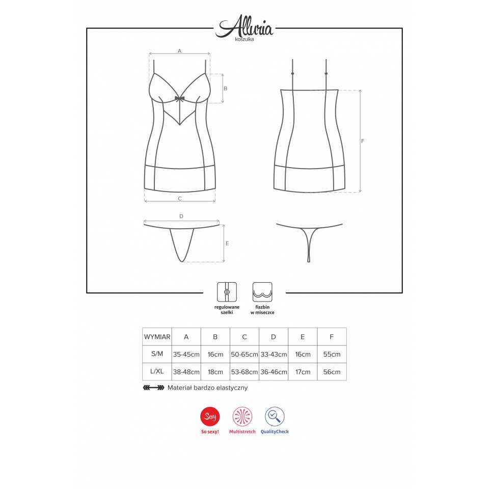 Czarna Koszulka Obsessive Alluria lekko prześwitująca + stringi