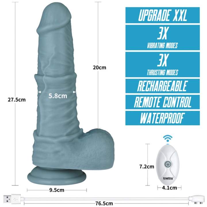 Duże realistyczne dildo z 3 trybami wibracji i ruchem posuwisto-zwrotnym - 28cm sterowany pilotem
