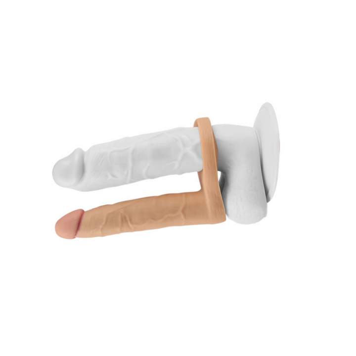 Realistyczne wubrujące dildo analne z paskiem typu strap-on - 16cm