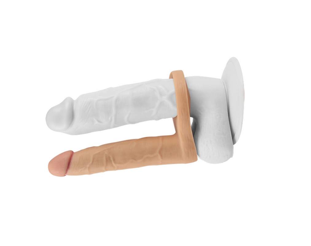 Realistyczne wubrujące dildo analne z paskiem typu strap-on - 16cm