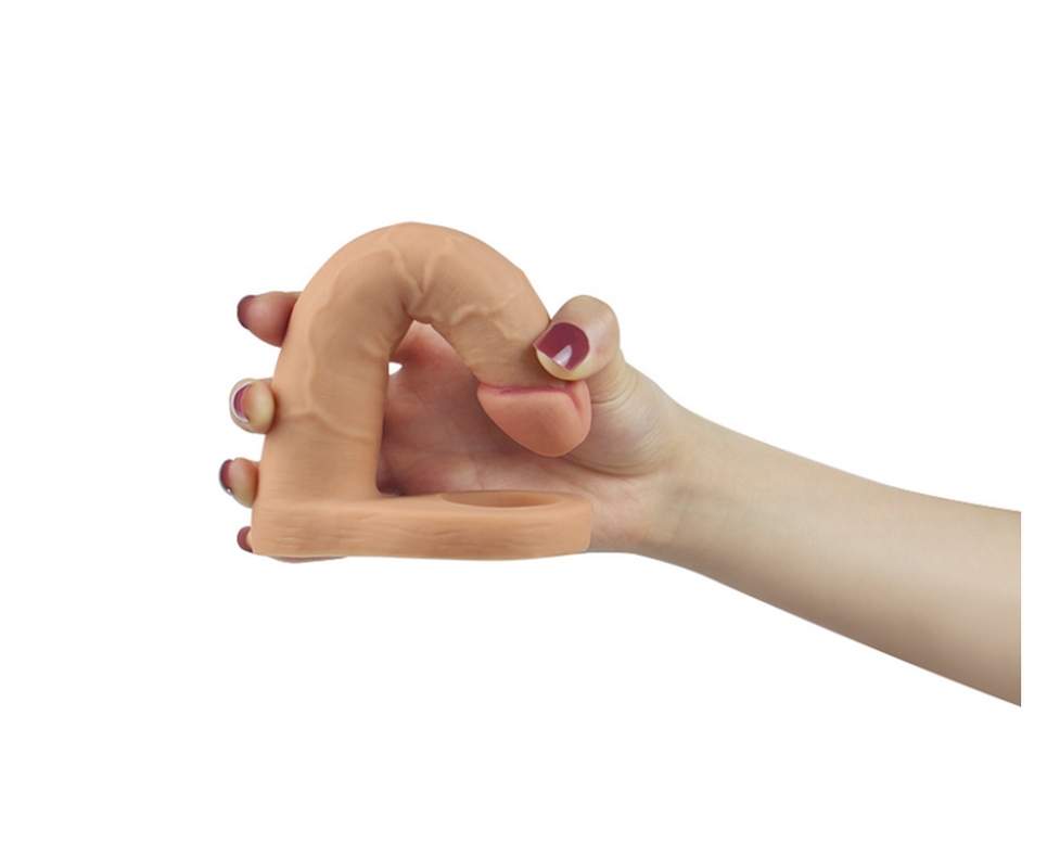 Realistyczne wubrujące dildo analne z paskiem typu strap-on - 16cm