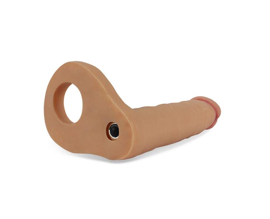Realistyczne wubrujące dildo analne z paskiem typu strap-on - 16cm