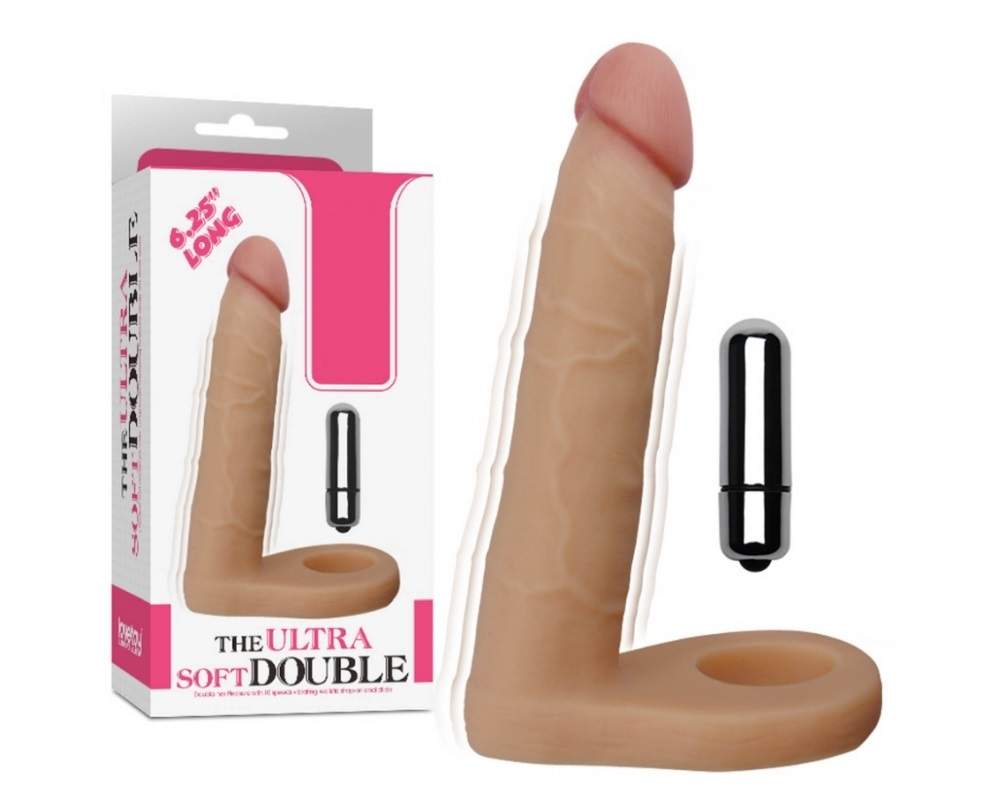 Realistyczne wubrujące dildo analne z paskiem typu strap-on - 16cm