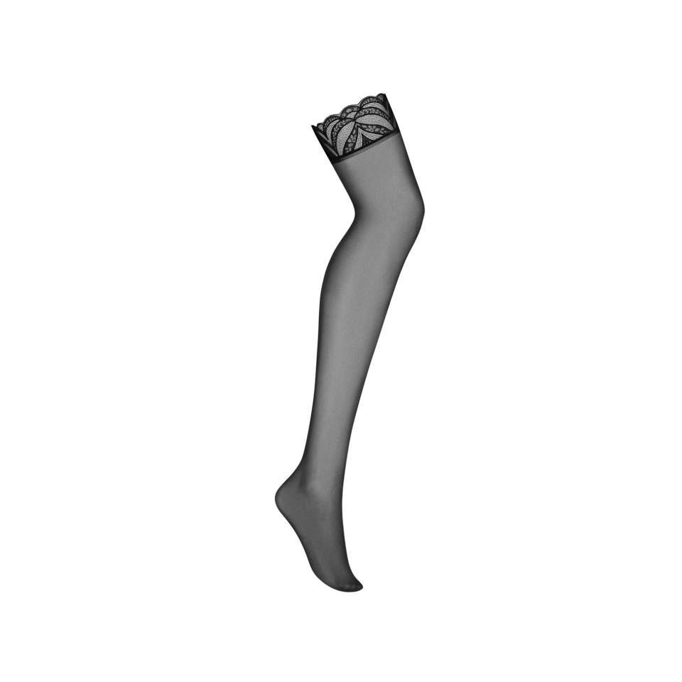 Czarne pończochy z koronką Obsessive Lecille