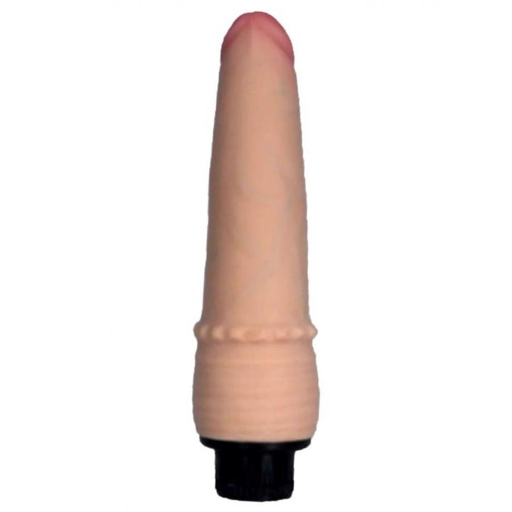 Realistyczne cieliste dildo z cyber skóry z przyssawką i regulowaną prędkością wibracji – 18cm