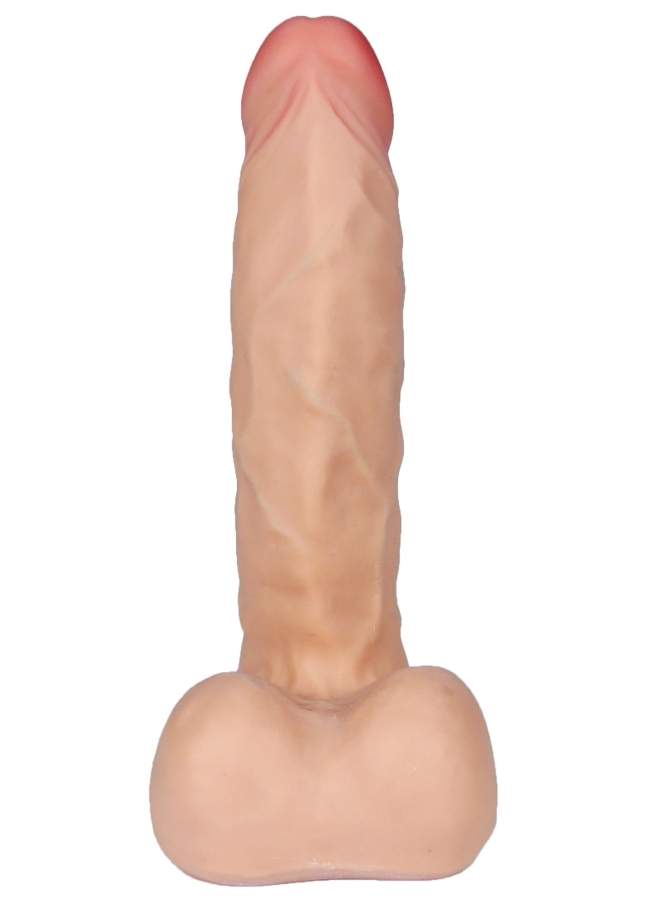 Realistyczne cieliste dildo z cyber skóry z przyssawką i jadrami– 23cm