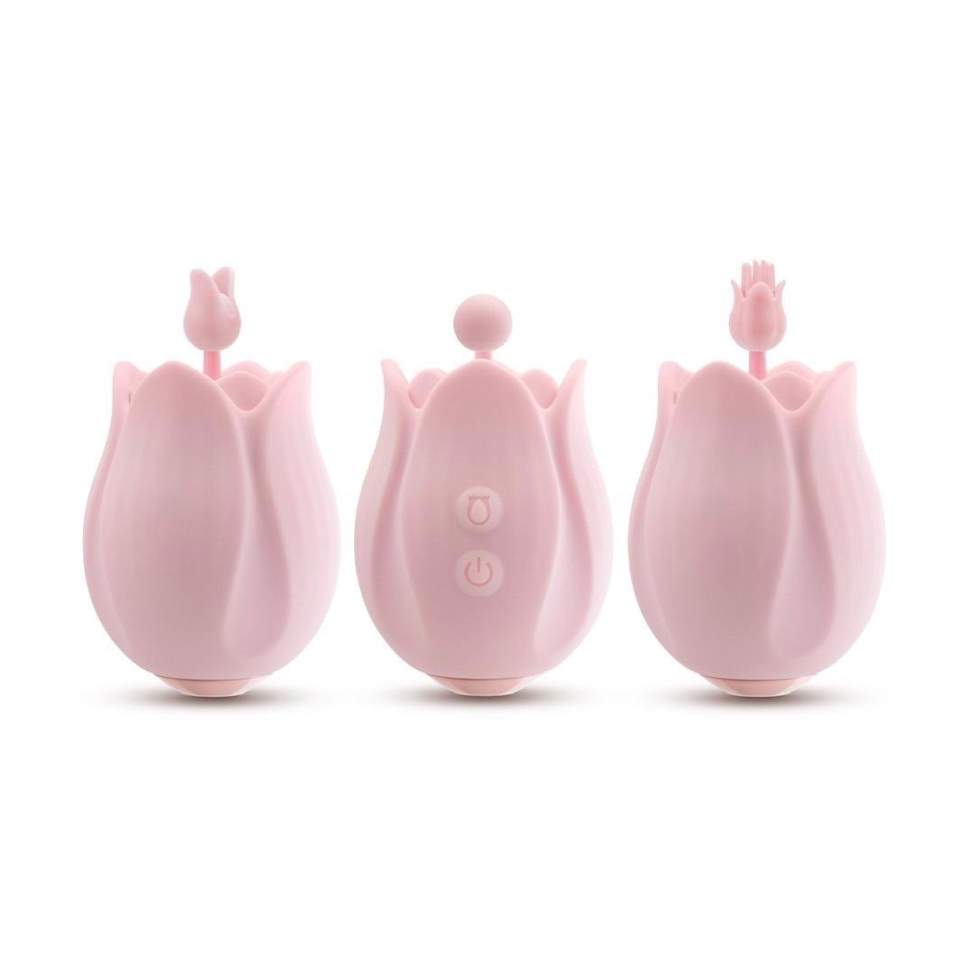 Masażer łecztaczki w kształcie róży z 3 wymiennymi końcówki - 10 trybów wibracji