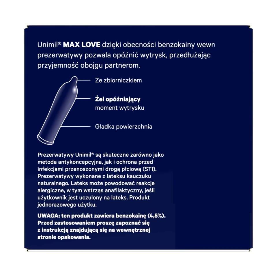 Prezerwatywa z żelem opóźniającym wytrysk Unimil Time Control 3zt.