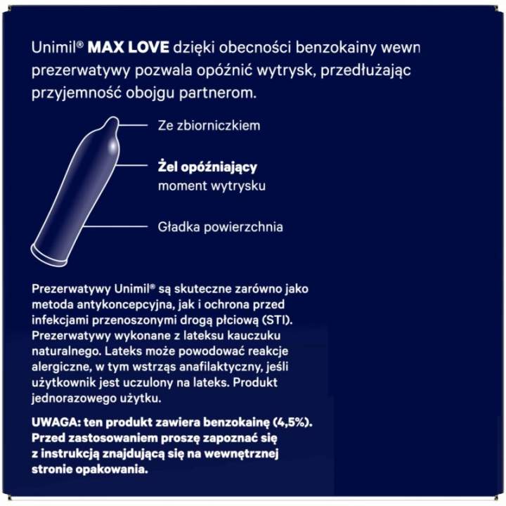 Prezerwatywa z żelem opóźniającym wytrysk Unimil Time Control 3zt.
