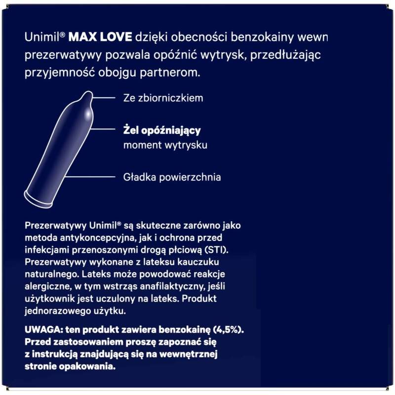 Prezerwatywa z żelem opóźniającym wytrysk Unimil Time Control 3zt.