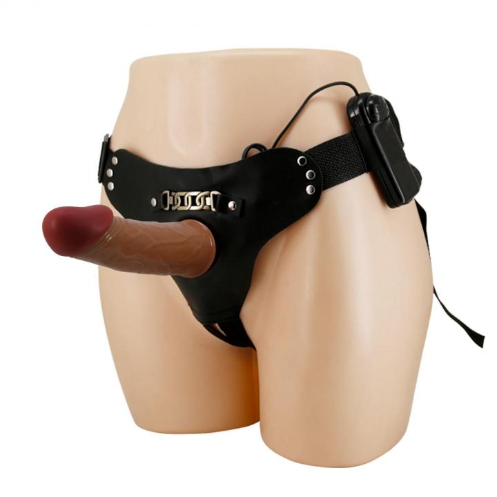 Strap-on regulowany z realistycznym dildo z wibracjami - 17,5cm