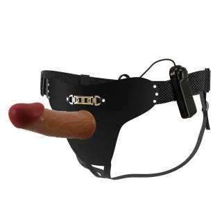 Strap-on regulowany z realistycznym dildo z wibracjami - 17,5cm