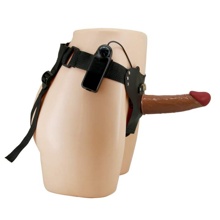Strap-on regulowany z realistycznym dildo z wibracjami - 17,5cm