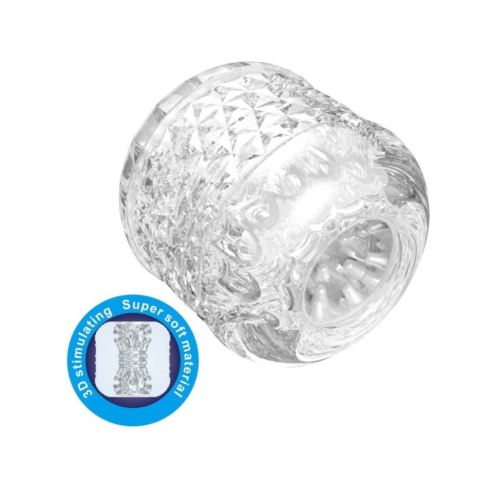 Transparentny masturbator dla mężczyzn z ciasnym kanał z dziesiątkami miękkich wypustek