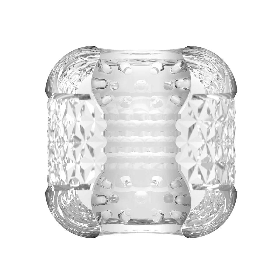 Transparentny masturbator dla mężczyzn z ciasnym kanał z dziesiątkami miękkich wypustek