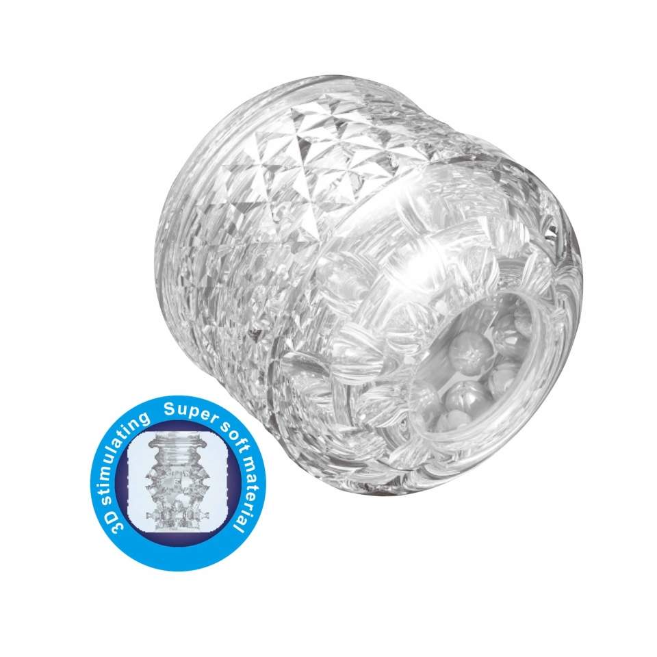 Transparentny masturbator dla mężczyzn z ciasnym kanał z dziesiątkami miękkich wypustek 02