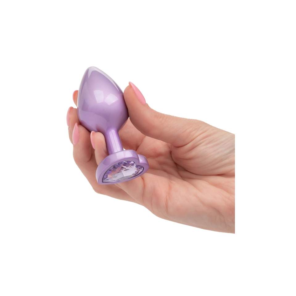 Elegancki fioletowy korek analny z kryształkiem - rozmiar L