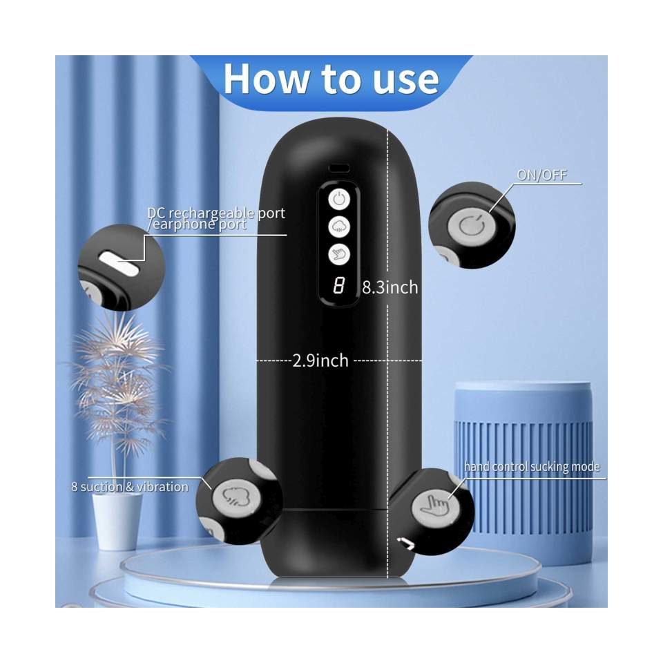 Masturbator dla mężczyzn z fuckcją ssania i efektami dźwiękowymi – 8 trybów