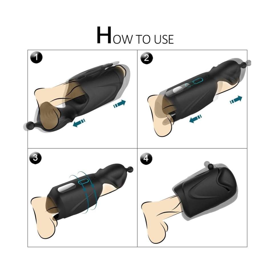 Masturbator z funkcją pchania i wibracjami - dwa mocne silniki