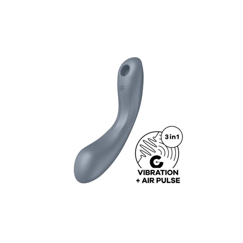 Wibrator wielofunkcyjny 3w1: do stymulacji łechtaczki oraz punkt G - Satysfyer Curvy w kolorze niebieskim