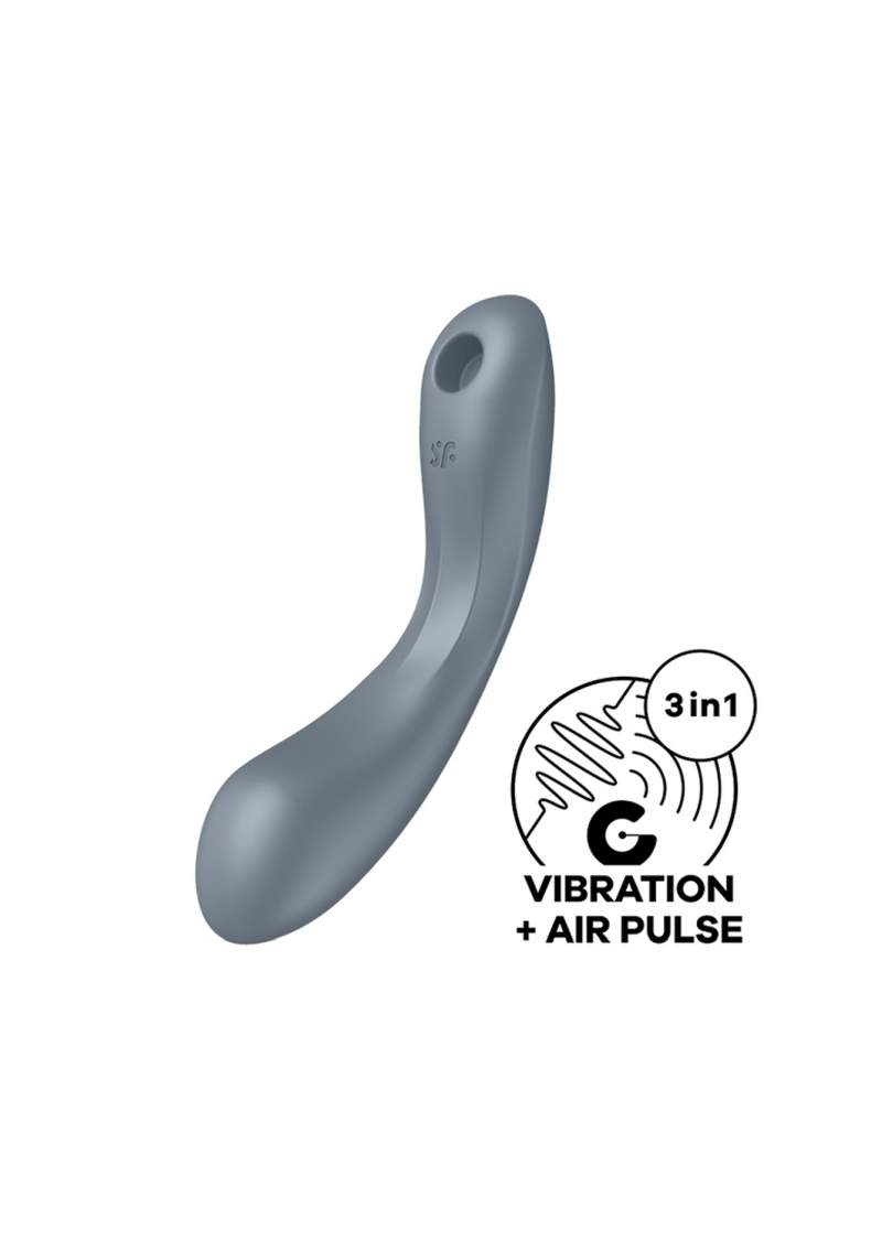 Wibrator wielofunkcyjny 3w1: do stymulacji łechtaczki oraz punkt G - Satysfyer Curvy w kolorze niebieskim