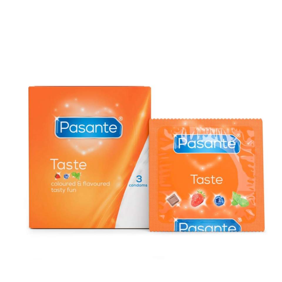 Pasante Taste – Kolorowe prezerwatywy smakowe: 3 sztuki