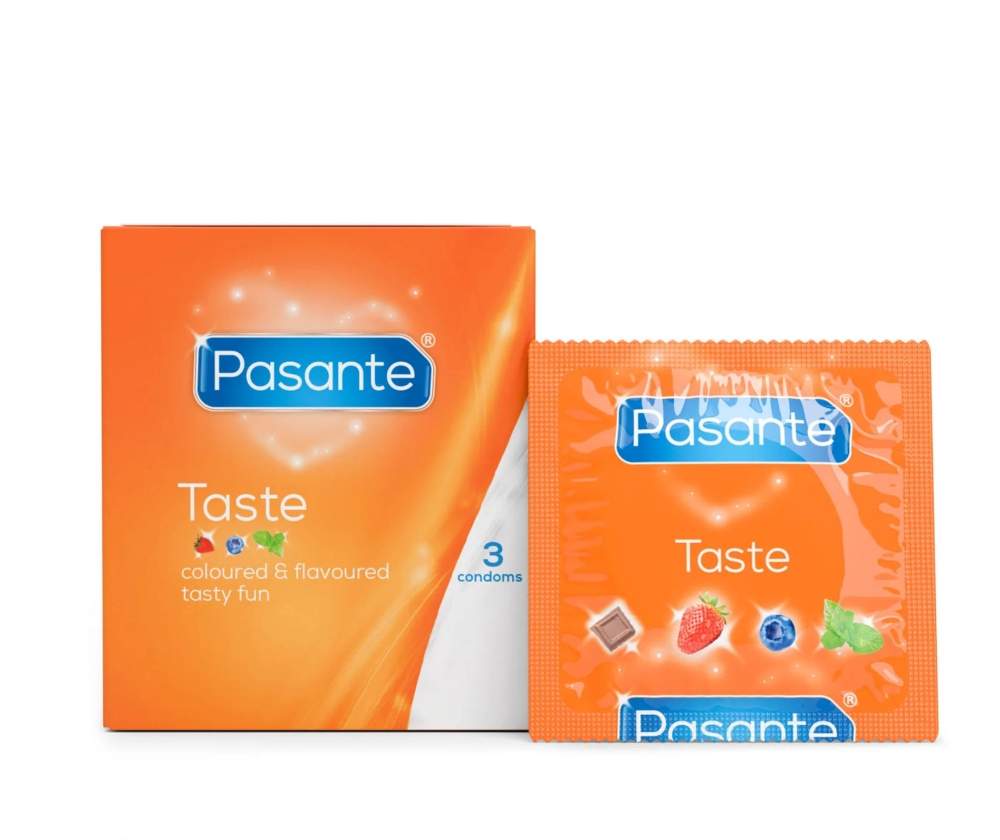Pasante Taste – Kolorowe prezerwatywy smakowe: 3 sztuki