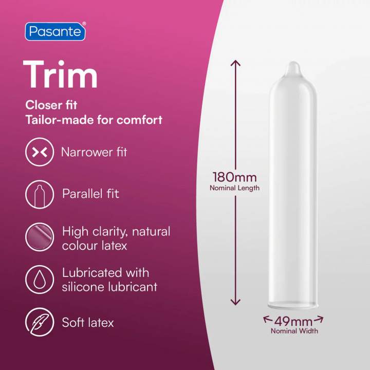 Pasante Trim – prezerwatywy zwężane: 3 sztuki