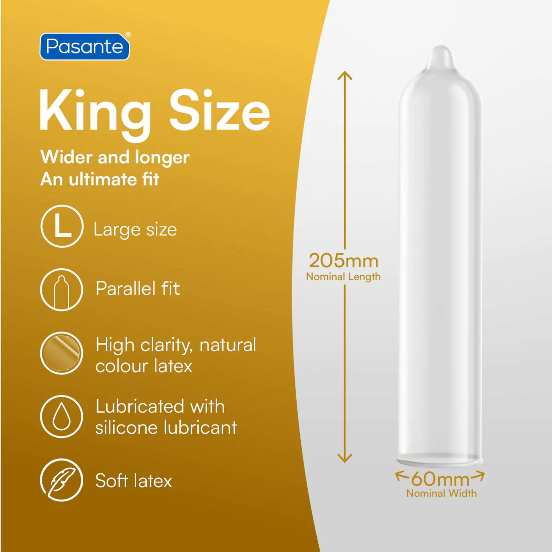 Pasante King Size – prezerwatywy szersze i dłuższe: 3 sztuki