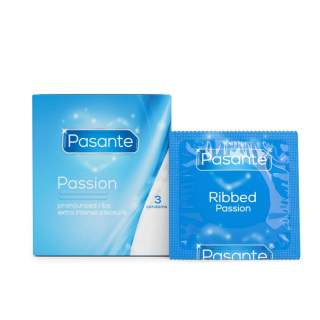Pasante Ribbed Passion – prezerwatywy stymulujące, prążkowane: 3 sztuki