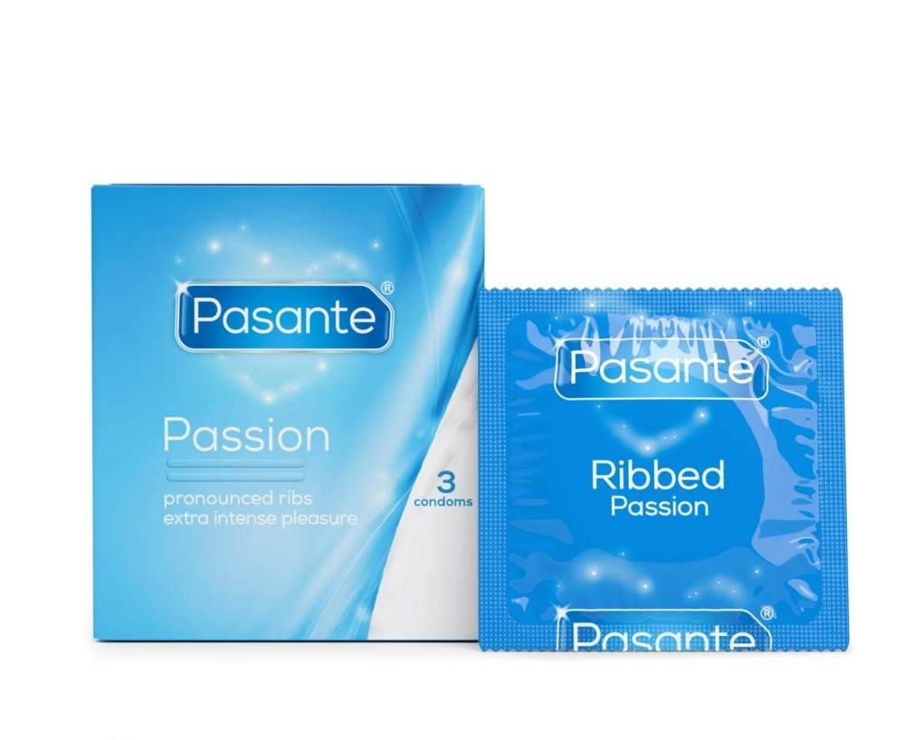 Pasante Ribbed Passion – prezerwatywy stymulujące: 3 sztuki