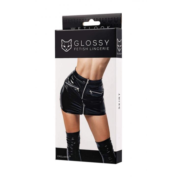 Seksowna krótka połyskujaca spódniczka Wetlook marki Glossy