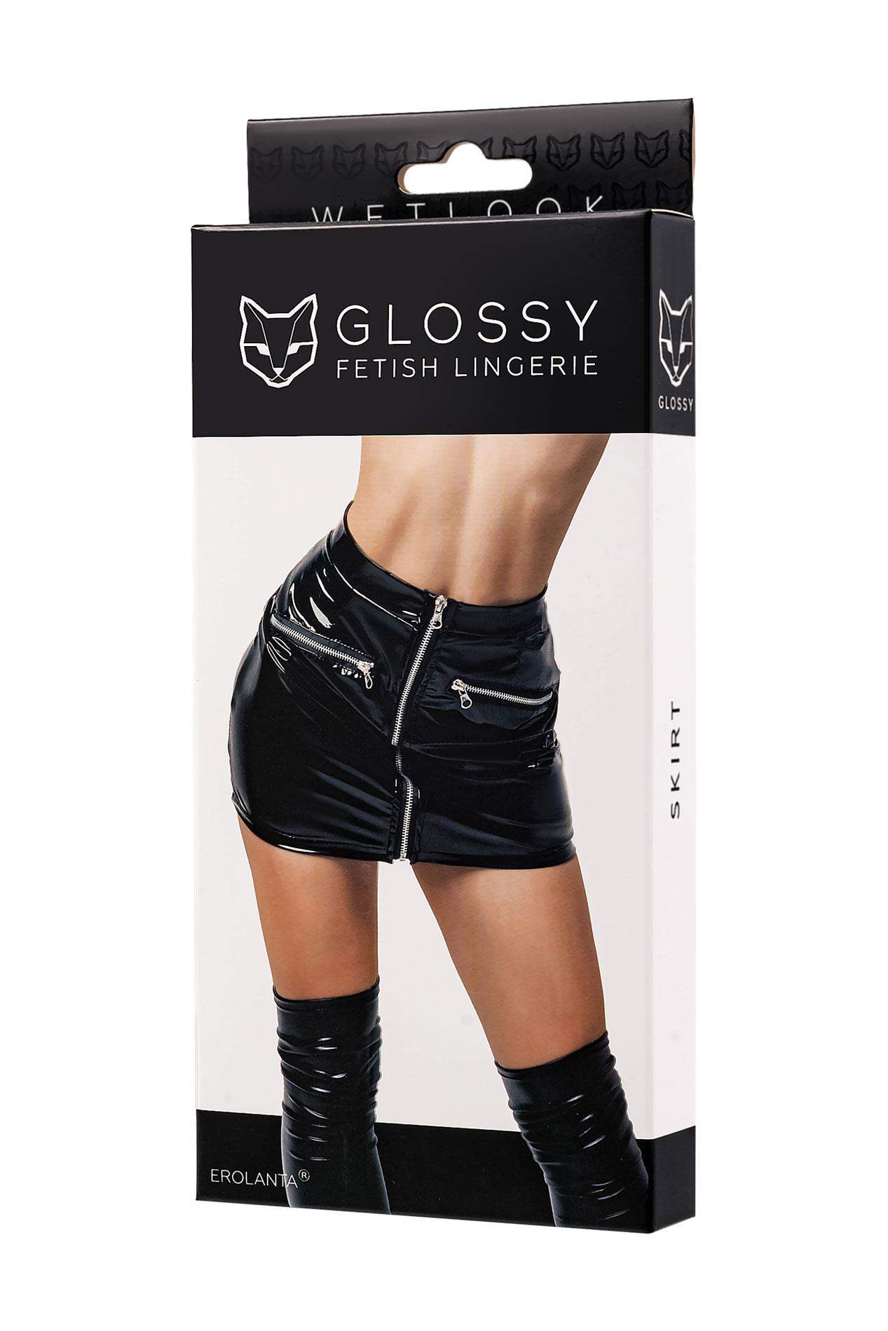 Seksowna krótka połyskujaca spódniczka Wetlook marki Glossy