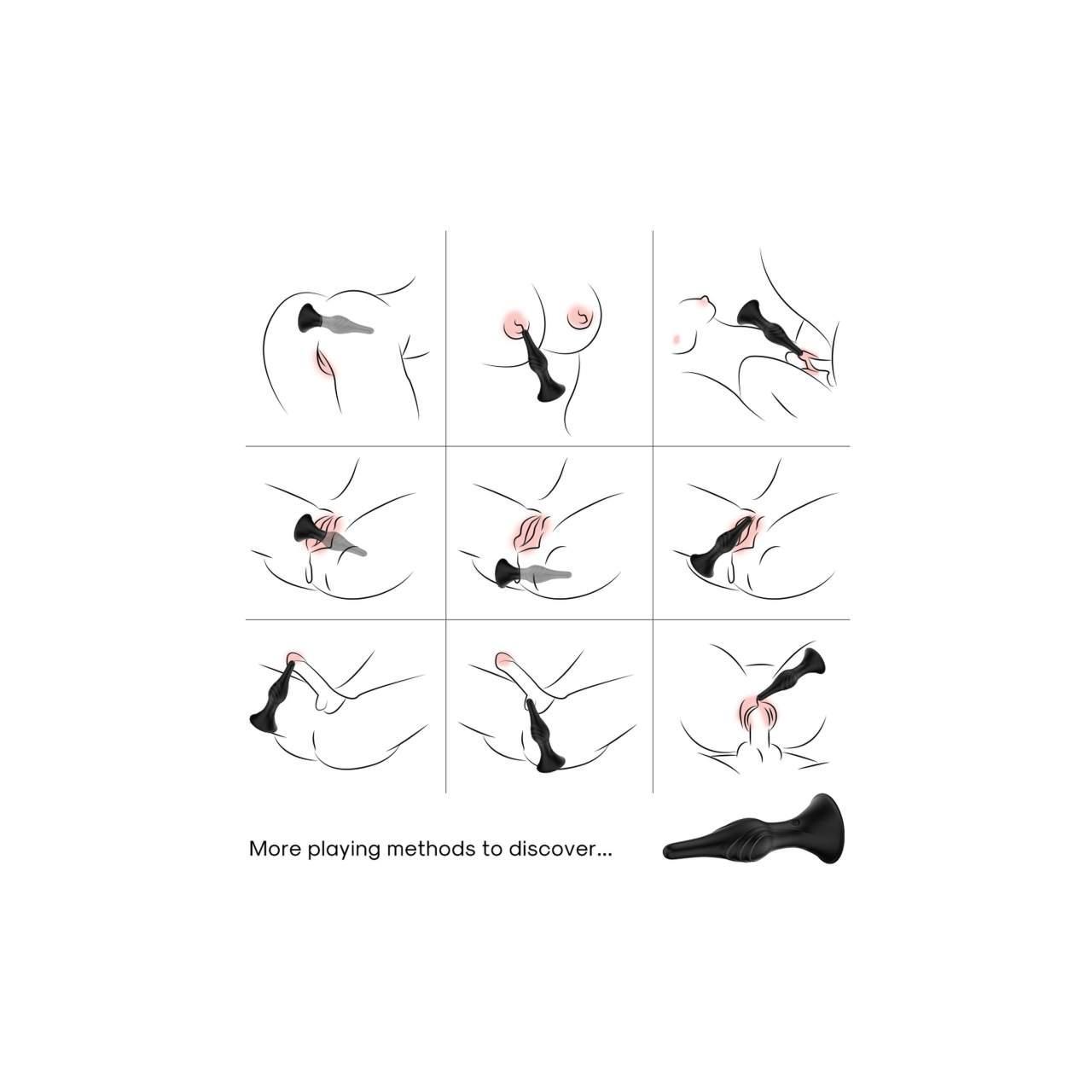 Korek analny silikonowy, wodoodporny z przyssawką - 9 trybów potężnych wibracji