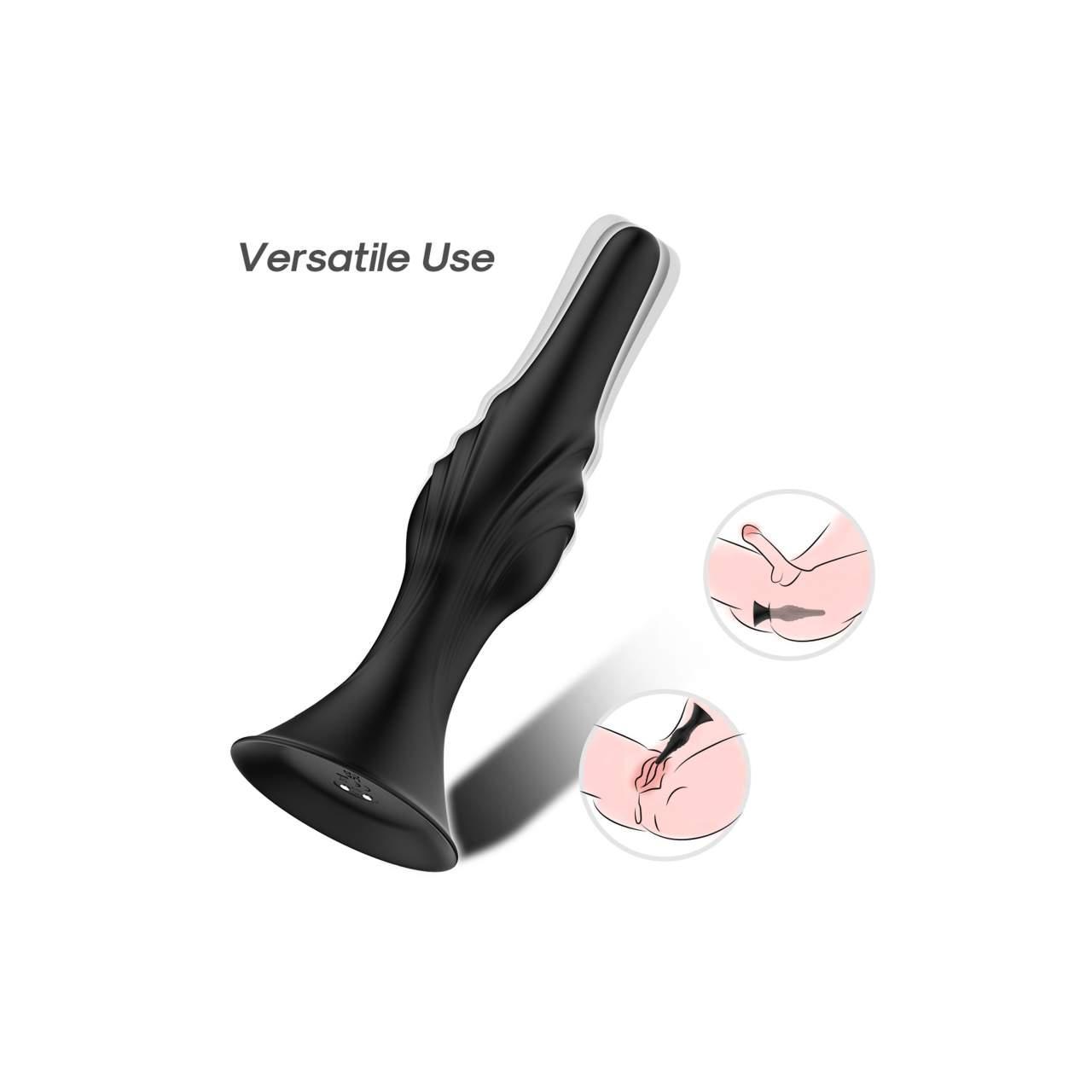 Korek analny silikonowy, wodoodporny z przyssawką - 9 trybów potężnych wibracji
