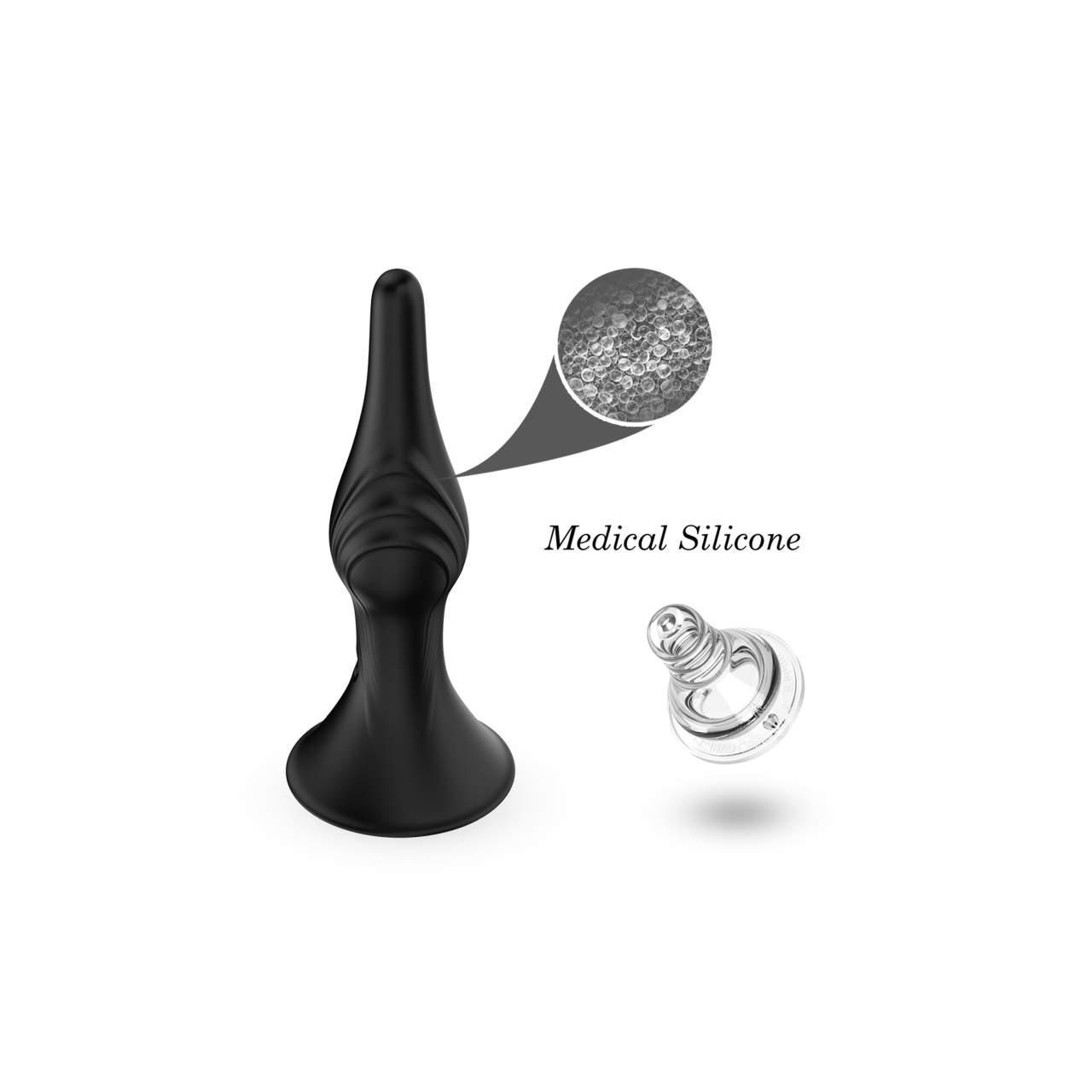 Korek analny silikonowy, wodoodporny z przyssawką - 9 trybów potężnych wibracji