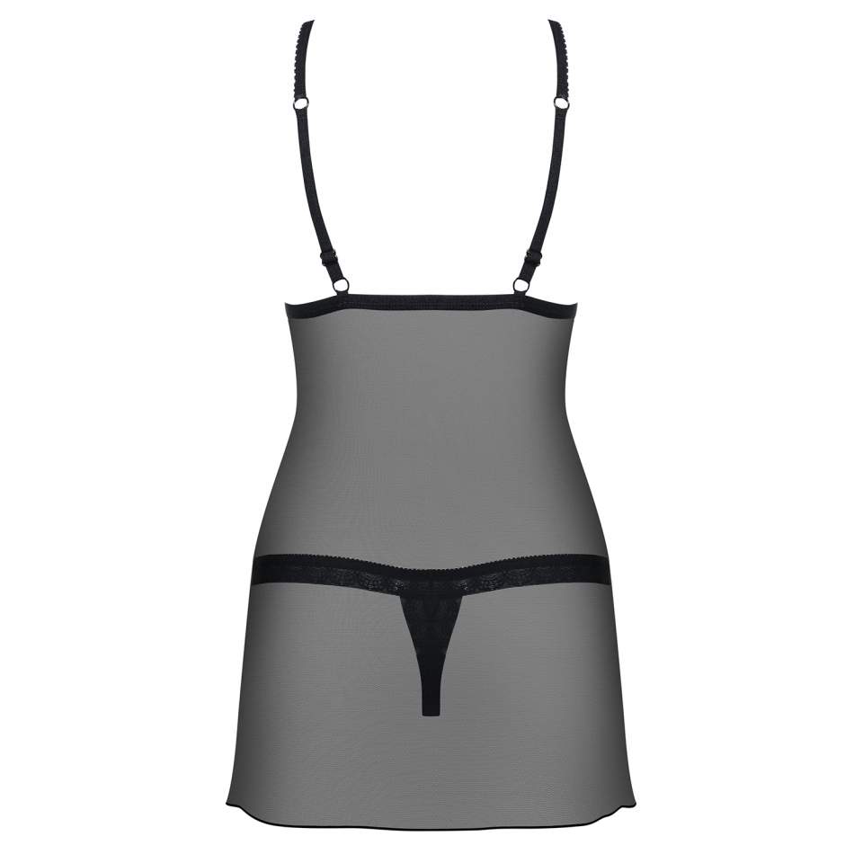 Sexy czarna koszulka Obsessive 865-CHE-1 ze stringami w komplecie