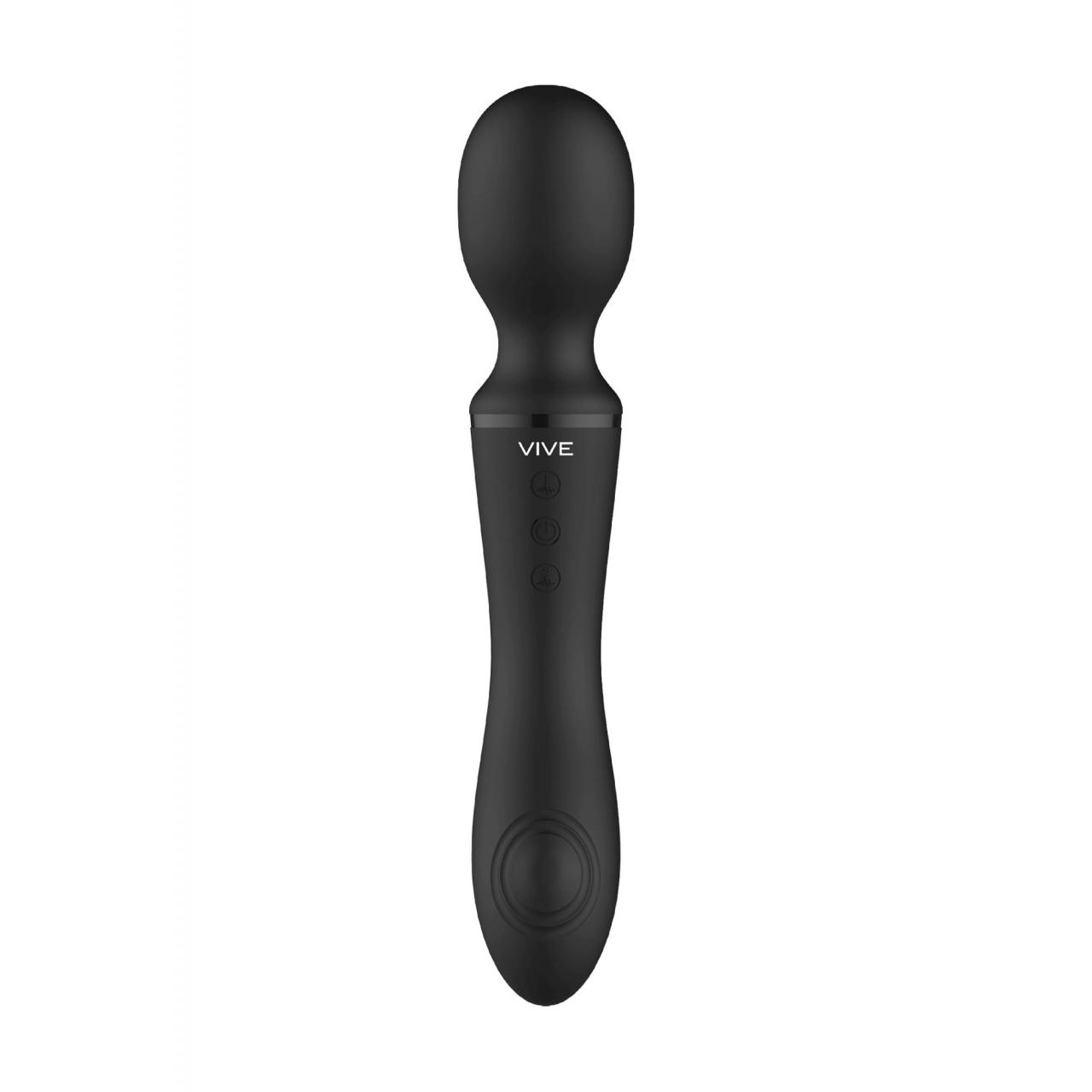 Silikonowy dwustronny masażer w kolorze czarnym: 10-funkcji wibracji