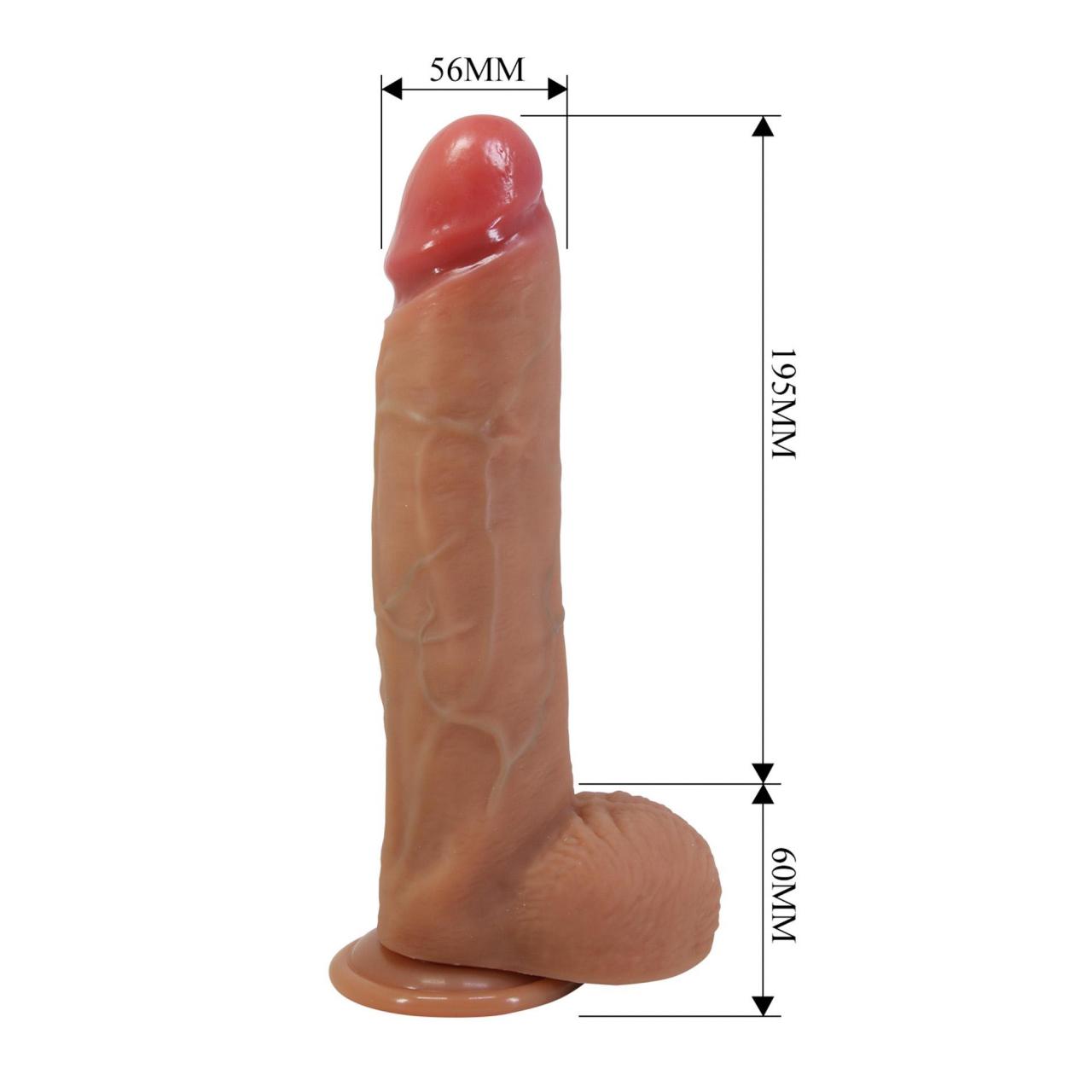 Realistyczne dildo z przyssawką wykonane z silikonu - 19,3cm