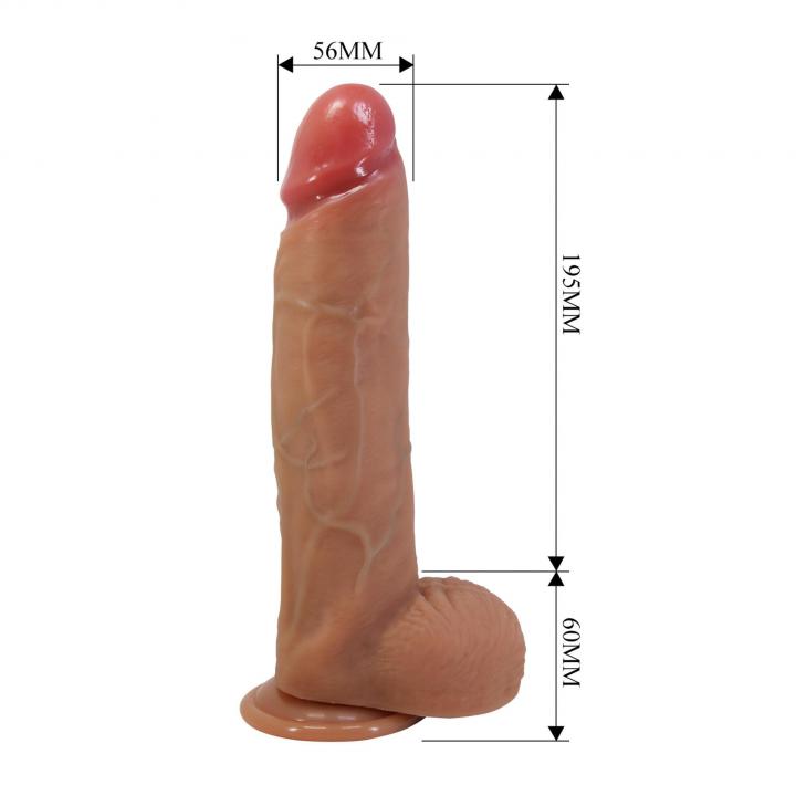 Realistyczne dildo z przyssawką wykonane z silikonu - 19,3cm