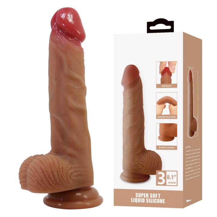 Realistyczne dildo z przyssawką wykonane z silikonu - 20,6cm