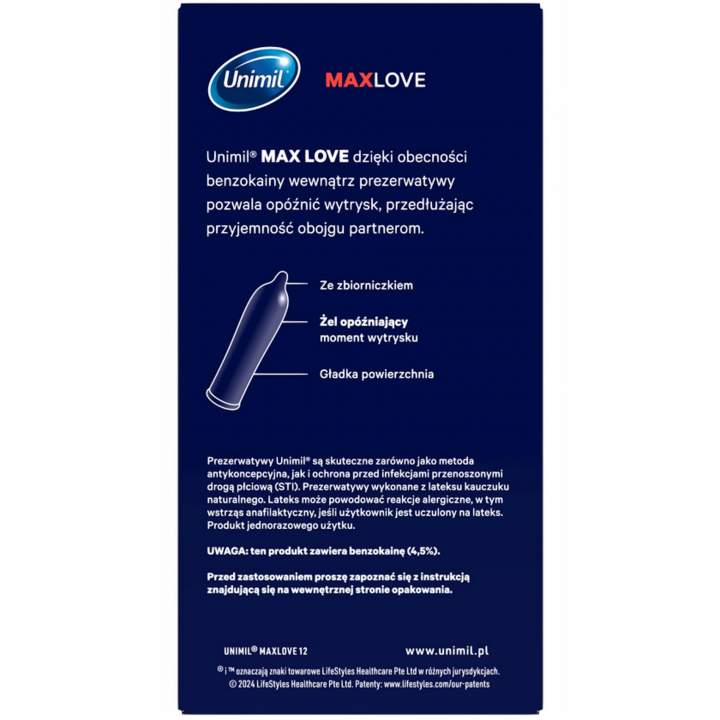 Prezerwatywa opóźniająca wytrysk Unimil Control 12zt.