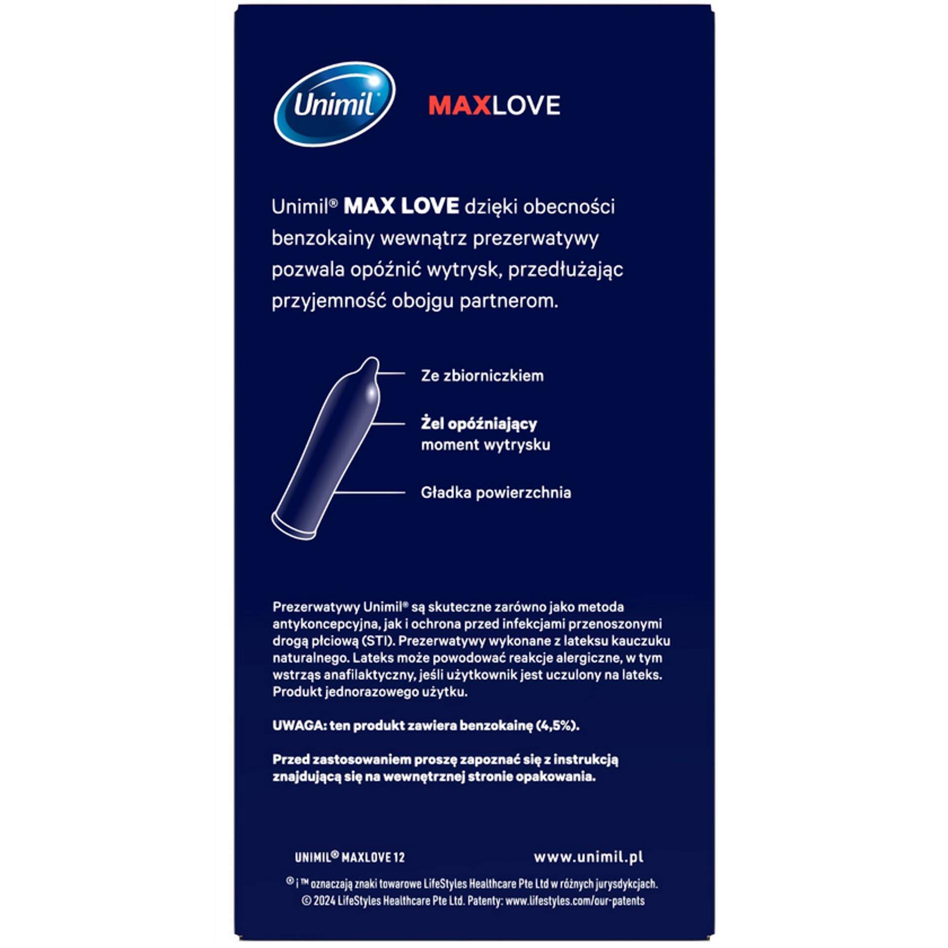 Prezerwatywa opóźniająca wytrysk Unimil Control 12zt.