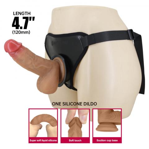 Realistyczne dildo z przyssawką z uprzężą - 17,3cm