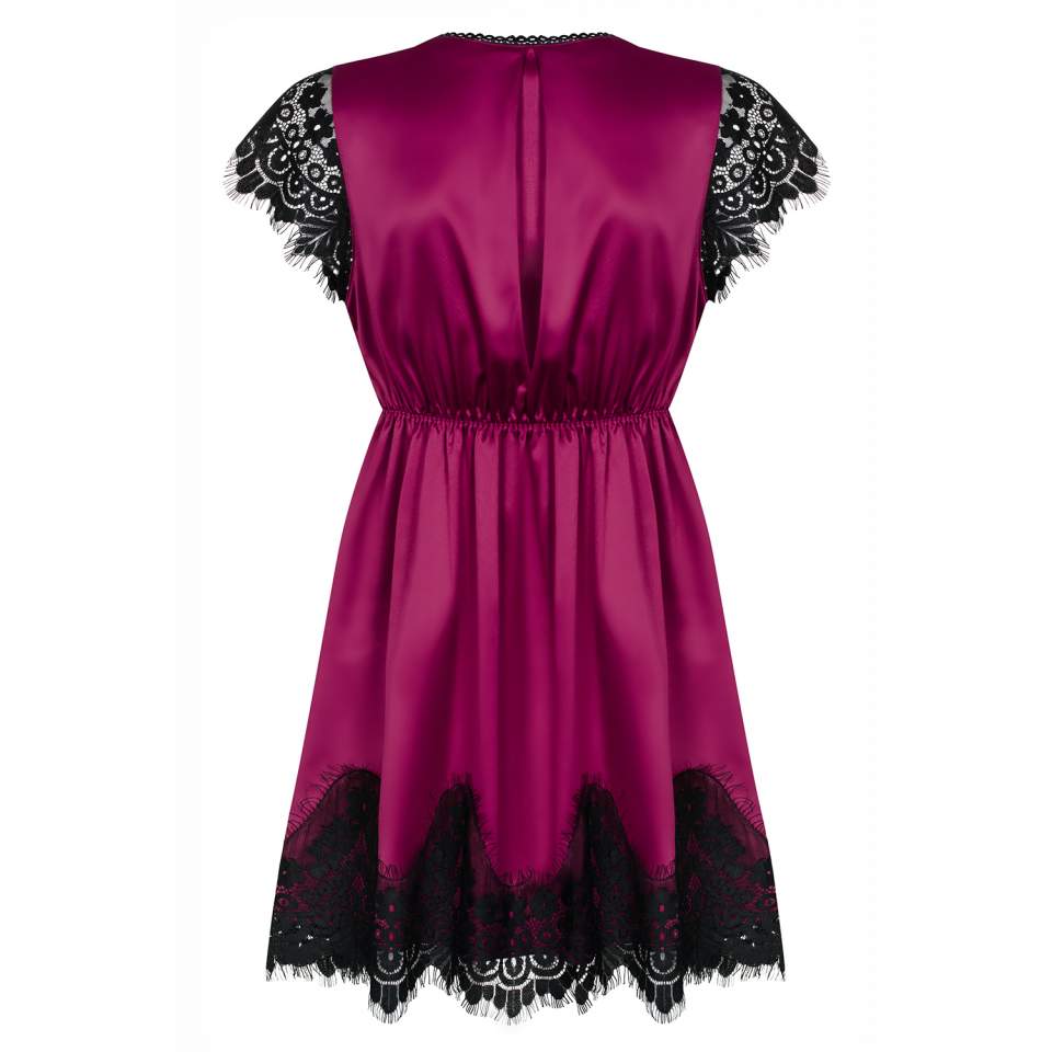 Elegancki różowy szlafrok Obsessive z koronką 861-PEI-5 + stringi