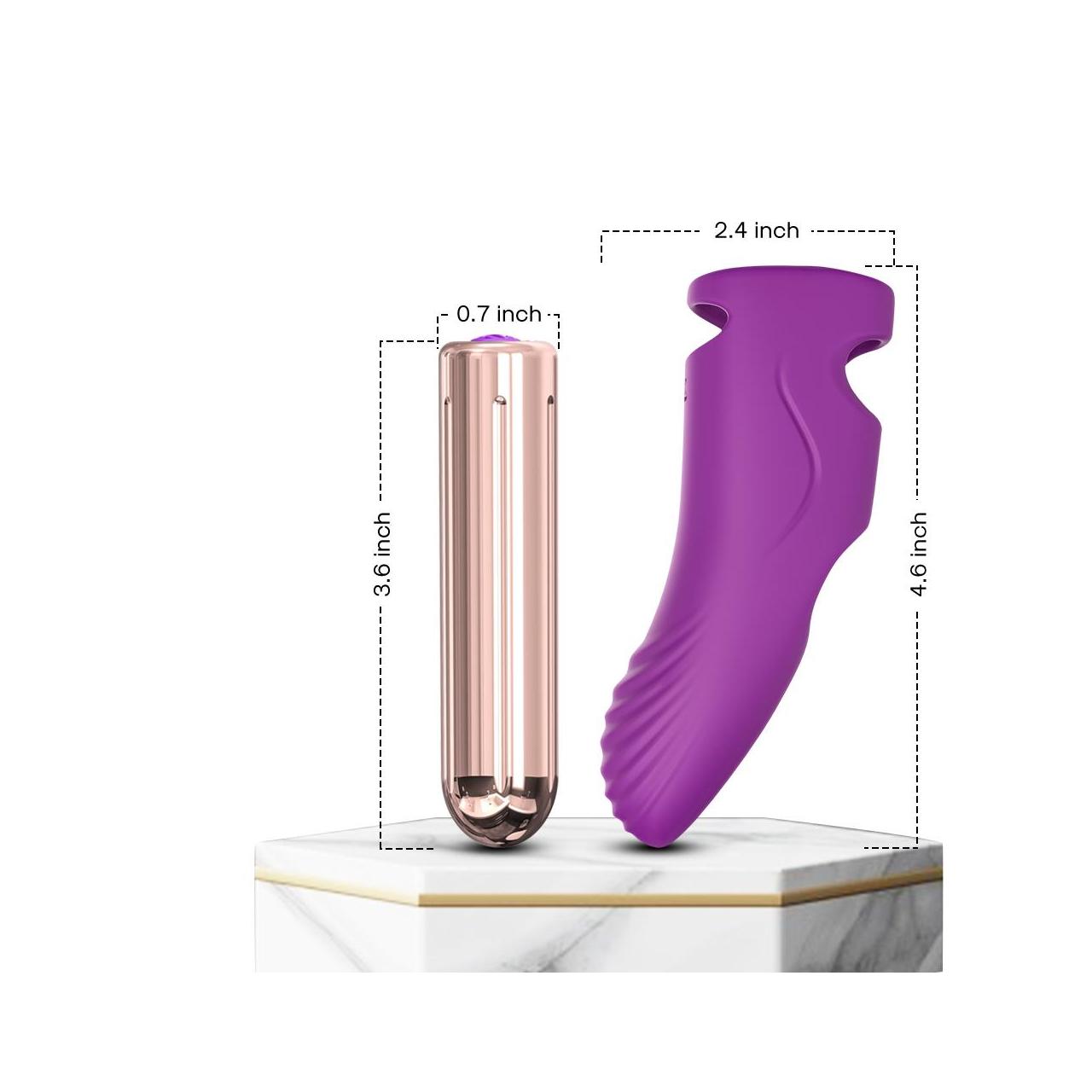 Zmysłowy wibrator na palec wykonany z silikonu do stymulacji punktu G- 9 funkcji wibracji w kolorze fioletowym