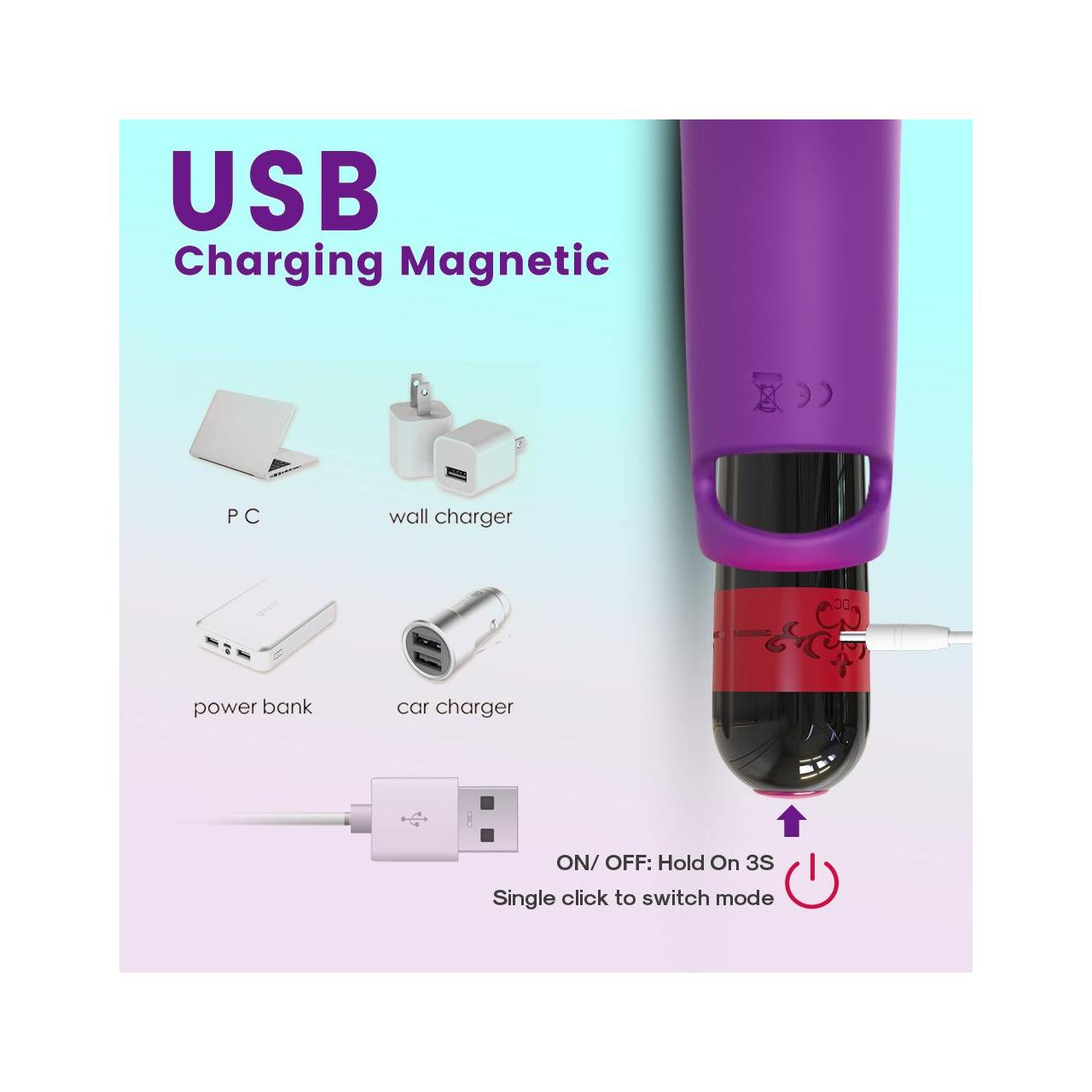 Zmysłowy wibrator na palec wykonany z silikonu do stymulacji punktu G- 9 funkcji wibracji w kolorze fioletowym