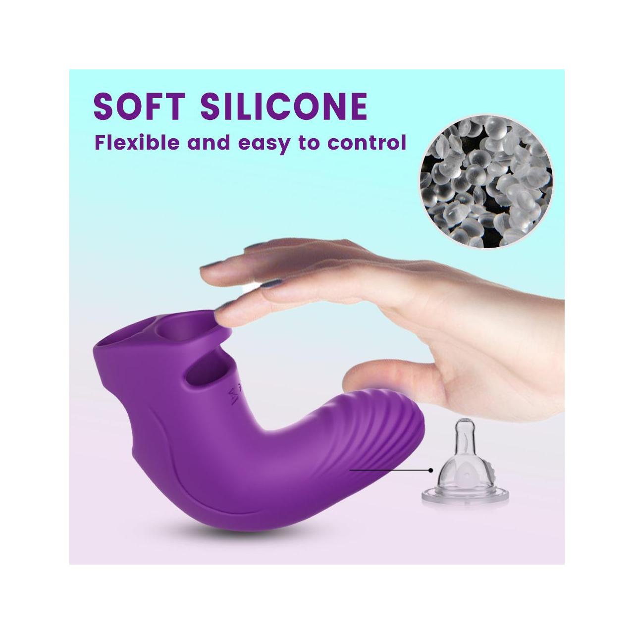 Zmysłowy wibrator na palec wykonany z silikonu do stymulacji punktu G- 9 funkcji wibracji w kolorze fioletowym