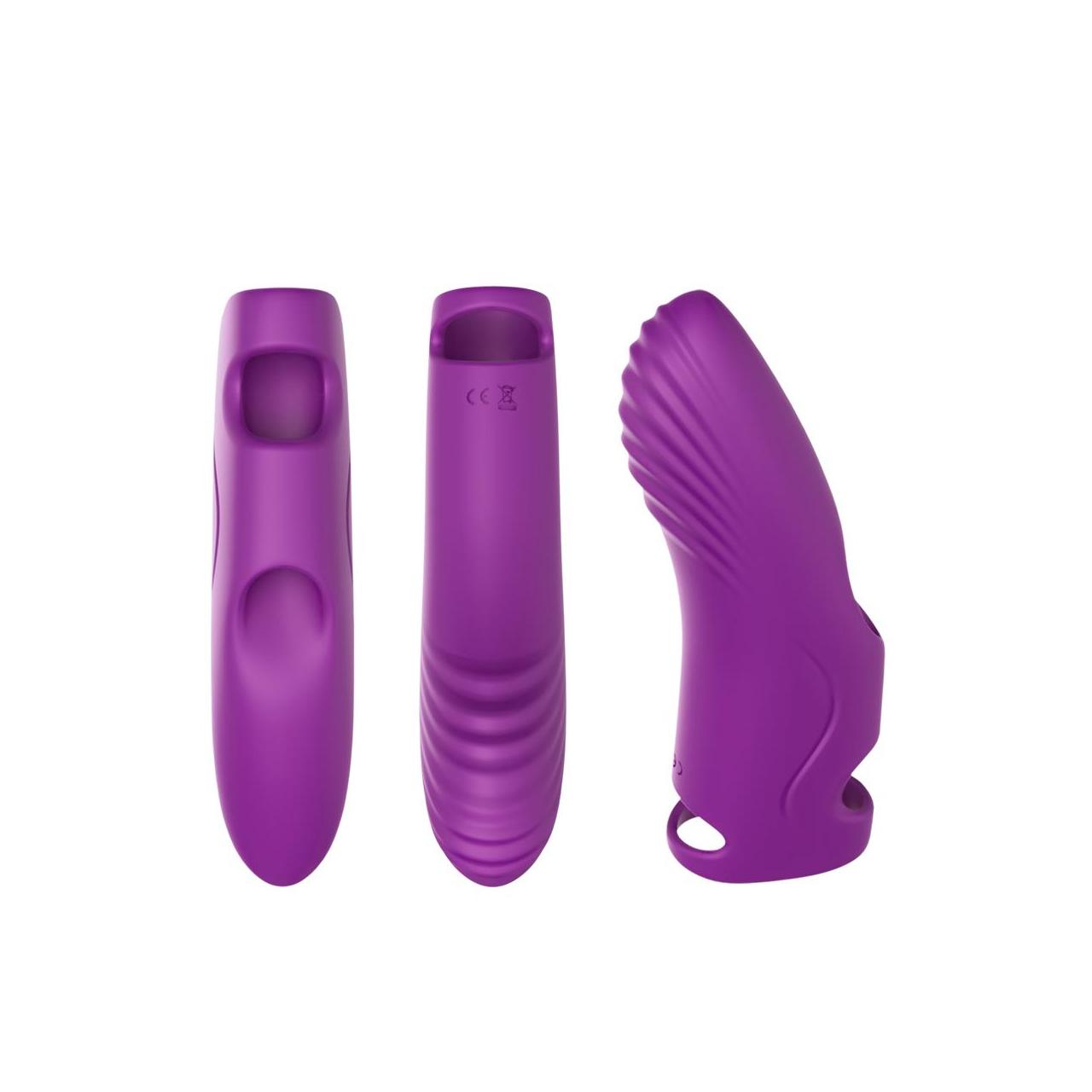 Zmysłowy wibrator na palec wykonany z silikonu do stymulacji punktu G- 9 funkcji wibracji w kolorze fioletowym
