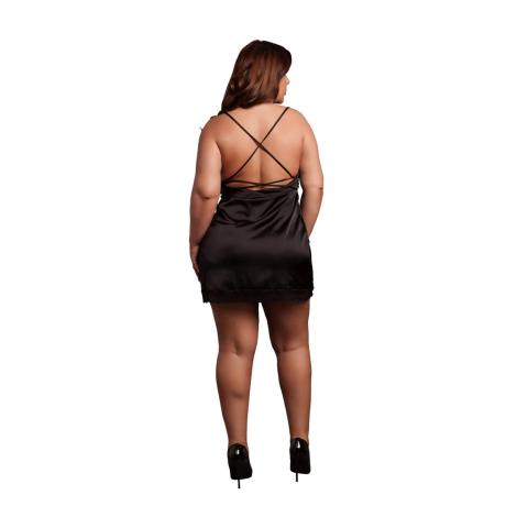 Czarna seksowma koszula nocna z paseczkami na placach XL-4XL